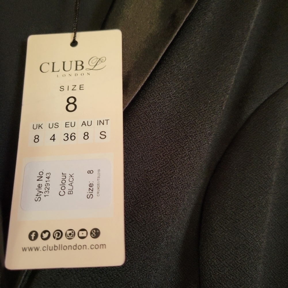 Nwt- CLUB LONDON, Silk Collar Ruched Split Dress. - Picture 8 of 13
